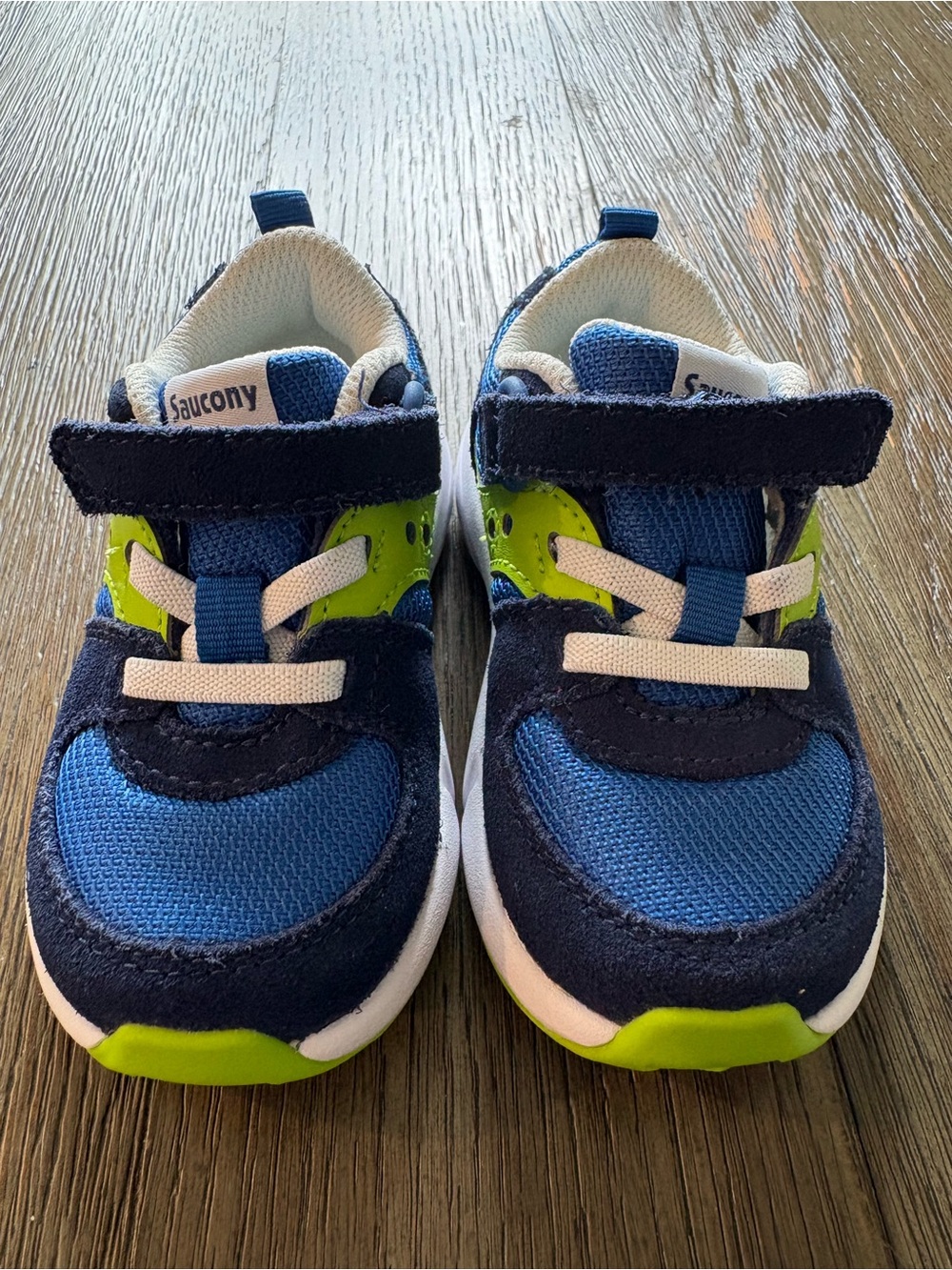 NEW Saucony Kids Blue & Green Velcro Athletic Shoes- Toddler US 6W